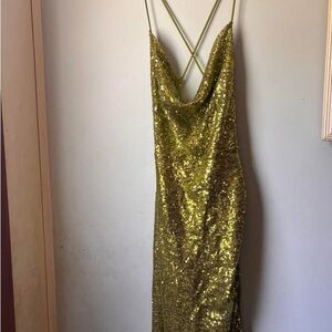Green Sequin Evening Dress